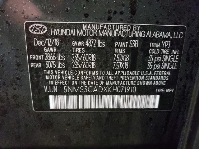 2019 HYUNDAI SANTA FE S - 5NMS3CADXKH071910