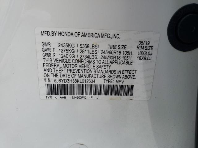 2019 ACURA MDX - 5J8YD3H38KL012634