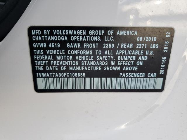 2015 VOLKSWAGEN PASSAT S - 1VWAT7A30FC105655