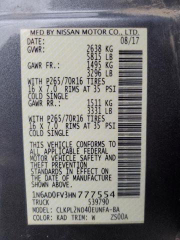 1N6AD0FV3HN777554 Nissan Frontier Sv