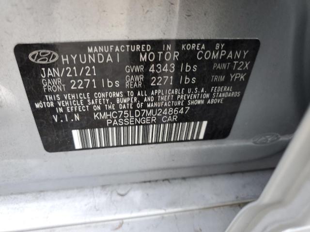 2021 HYUNDAI IONIQ SEL - KMHC75LD7MU248647