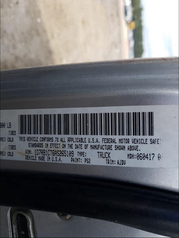 2010 DODGE RAM 1500 1D7RB1CT6AS265109