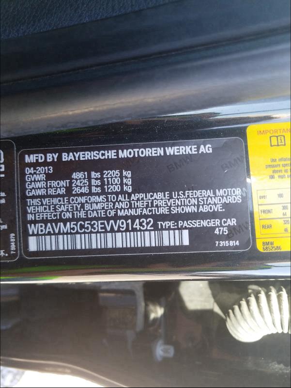2014 BMW X1 XDRIVE3 WBAVM5C53EVV91432