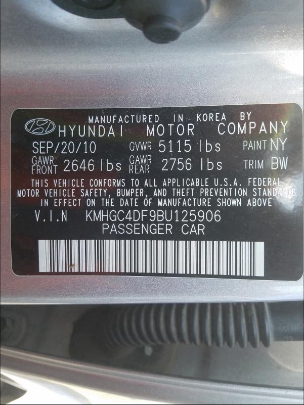 2011 HYUNDAI GENESIS 4. KMHGC4DF9BU125906