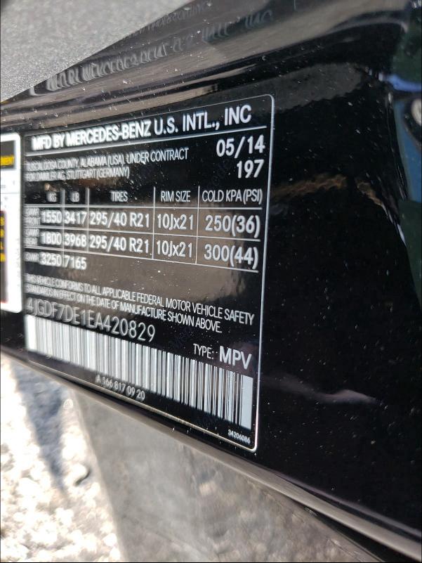 2014 MERCEDES-BENZ GL 550 4MA 4JGDF7DE1EA420829