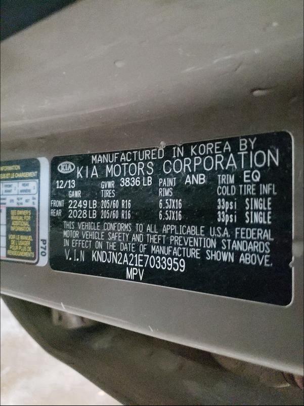 2014 KIA SOUL KNDJN2A21E7033959