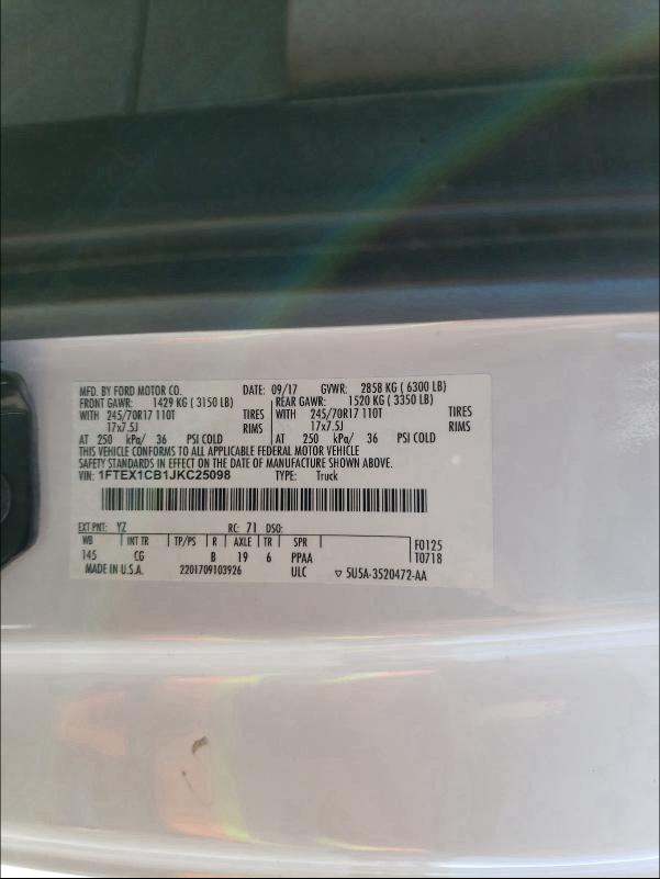 1FTEX1CB1JKC25098 Ford F150 Super 2018. Фото: 9