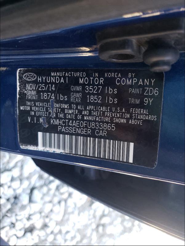 2015 HYUNDAI ACCENT GLS KMHCT4AE0FU833865