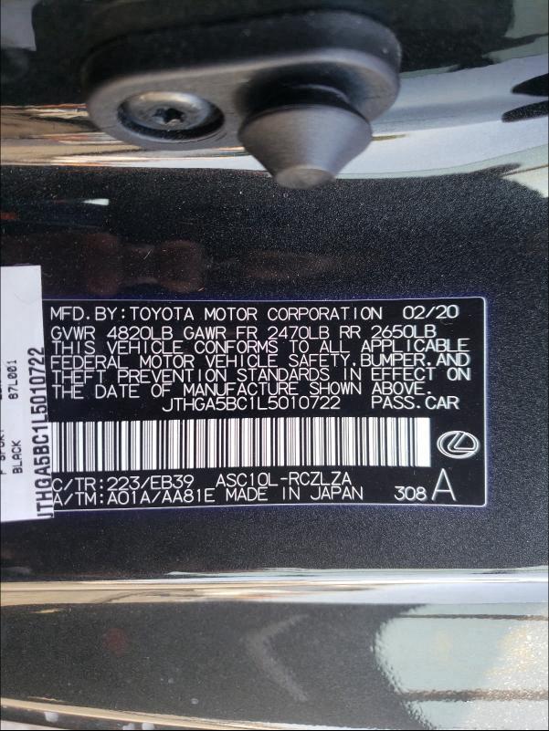 2020 LEXUS RC 300 F-S JTHGA5BC1L5010722