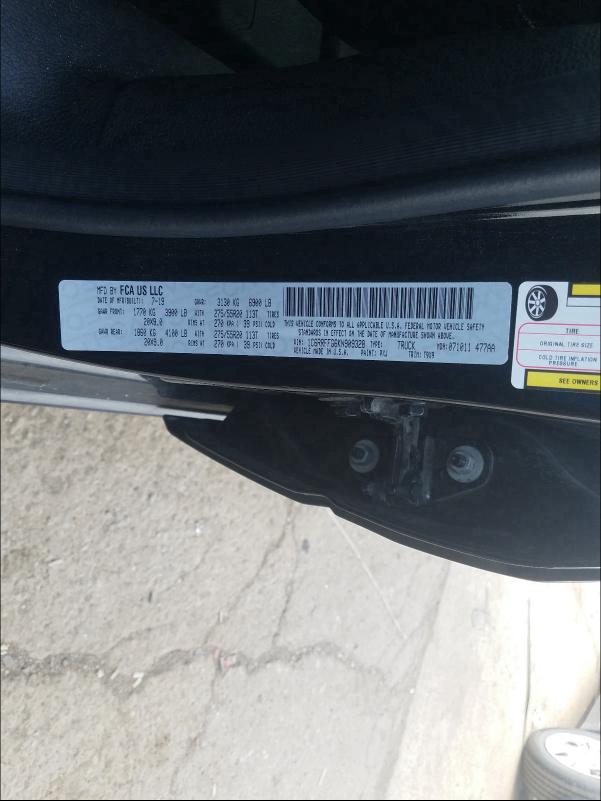 2019 RAM 1500 BIG H 1C6RRFFG6KN909328
