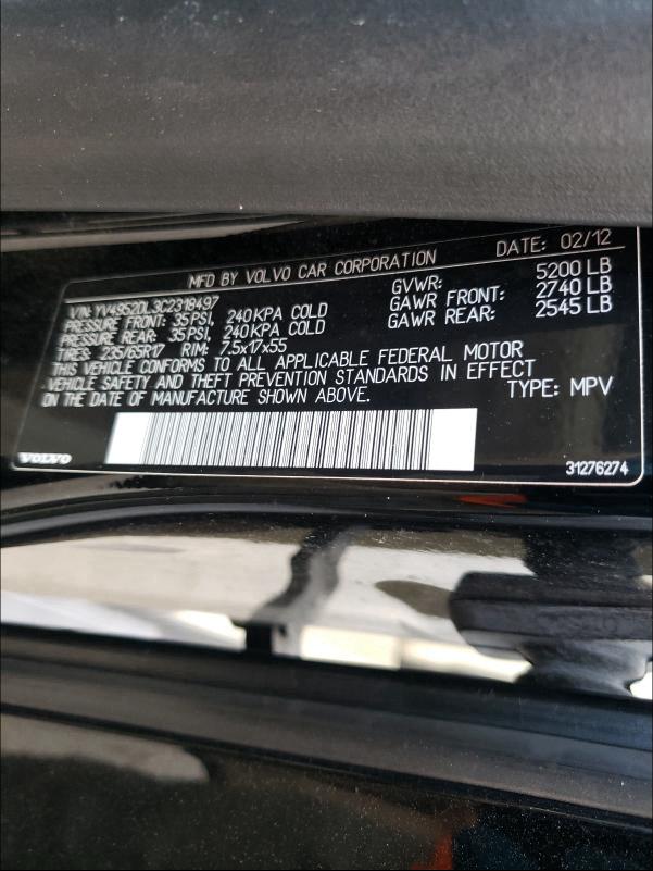 2012 VOLVO XC60 3.2 YV4952DL3C2318497