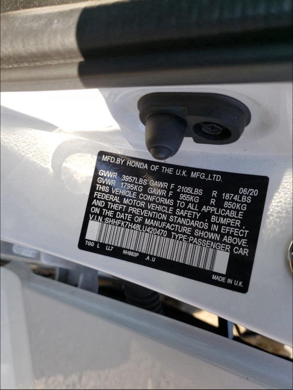 2020 HONDA CIVIC SPOR SHHFK7H48LU420470