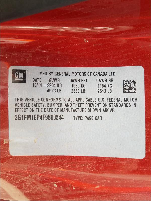 2015 CHEVROLET CAMARO ZL1 - 2G1FM1EP4F9800544