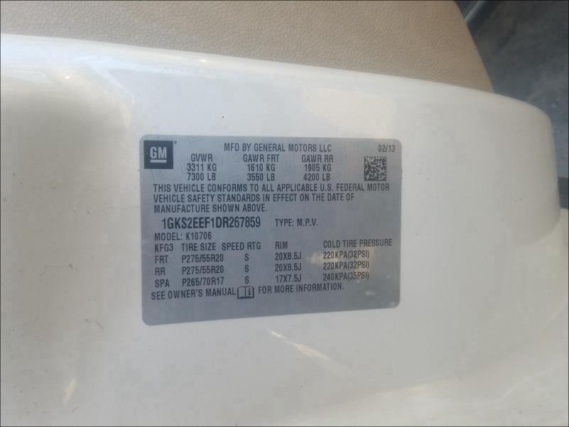 2013 GMC YUKON DENA 1GKS2EEF1DR267859