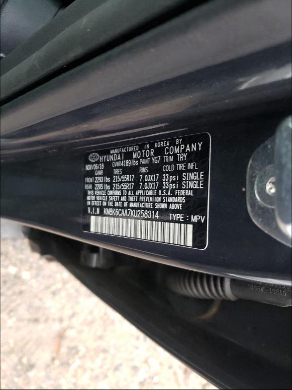 2019 HYUNDAI KONA SEL KM8K6CAA7KU258314