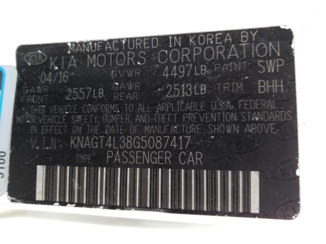 KNAGT4L38G5087417 KIA Optima Lx