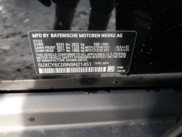 5UXCY6C09N9N21451 BMW X6 Xdrive40i