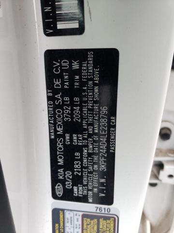 3KPF24AD4LE238796 KIA FORTE FE