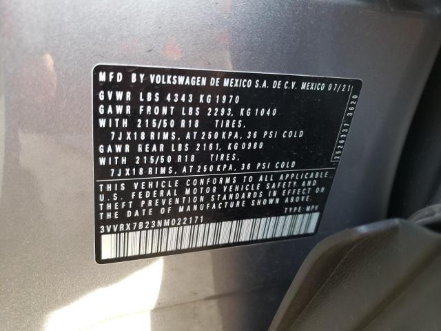 2022 VOLKSWAGEN TAOS SE - 3VVRX7B23NM022171