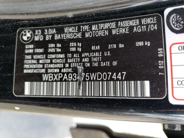 WBXPA93475WD07447 BMW X3 3.0I