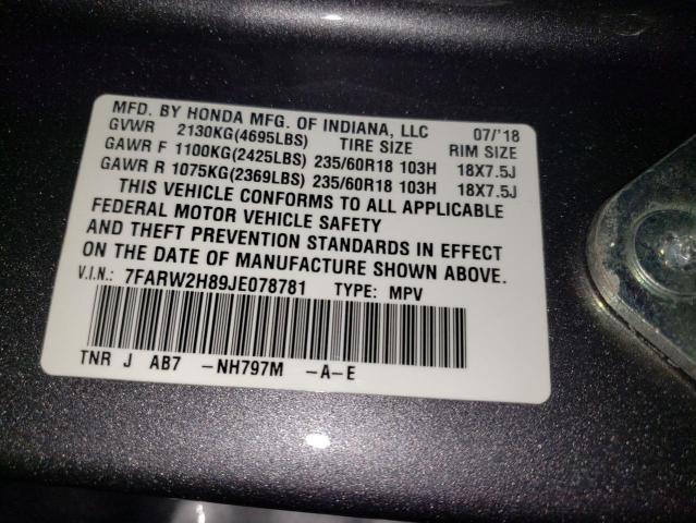 2018 HONDA CRV 7FARW2H89JE078781
