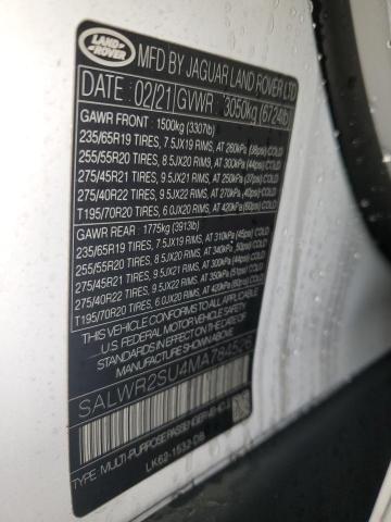 2021 LAND ROVER LANDROVER SALWR2SU4MA784526