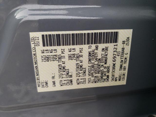 5N1BT3CB6NC697321 Nissan Rogue Sl