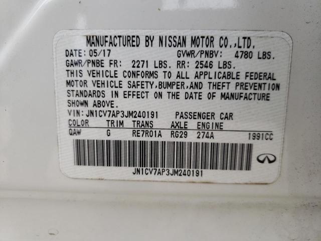 2018 INFINITI Q50 PURE - JN1CV7AP3JM240191
