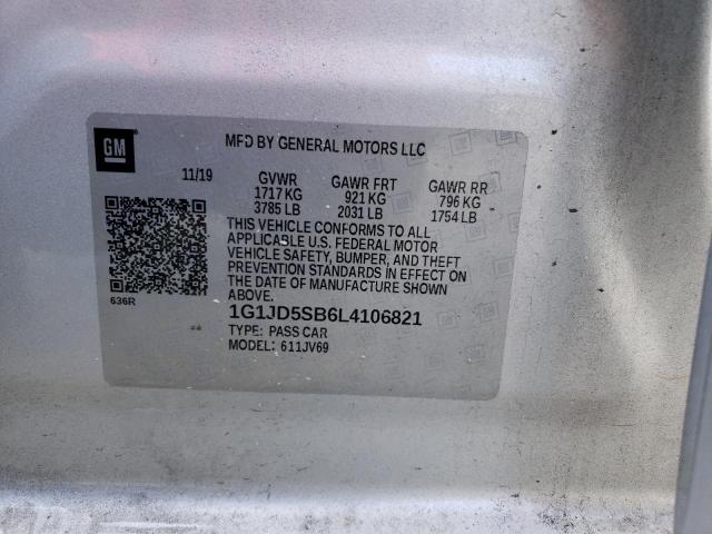 2020 CHEVROLET SONIC LT - 1G1JD5SB6L4106821