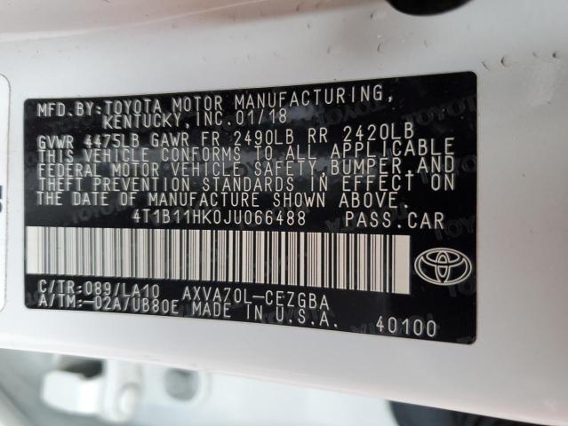 2018 TOYOTA CAMRY L - 4T1B11HK0JU066488