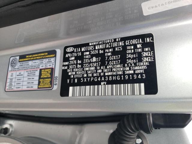 5XYPG4A38HG191943 KIA SORENTO LX