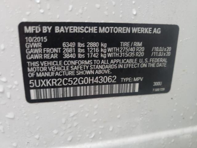 5UXKR2C52G0H43062 BMW X5 Sdrive35i