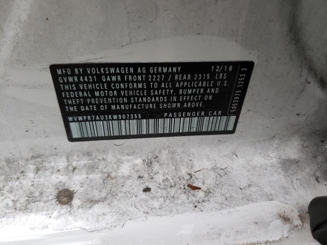 2019 VOLKSWAGEN E-GOLF SEL WVWPR7AU3KW907355