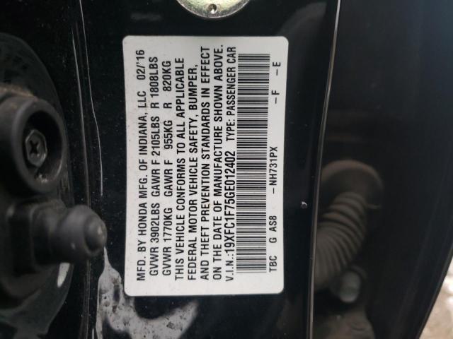 2016 HONDA CIVIC EXL 19XFC1F75GE012402
