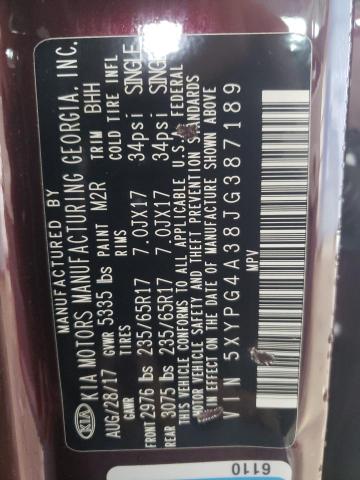 5XYPG4A38JG387189 KIA SORENTO LX