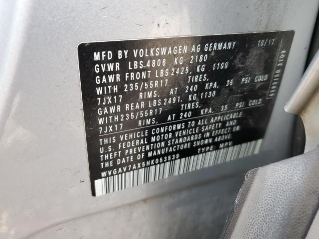 2017 VOLKSWAGEN TIGUAN S - WVGAV7AX5HK053539