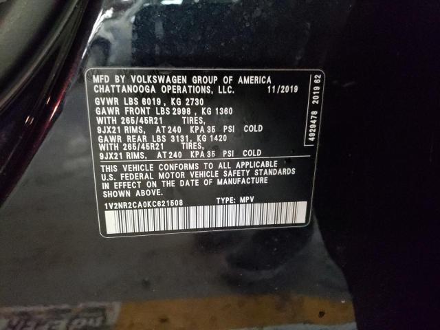 2019 VOLKSWAGEN UK 1V2NR2CA0KC621508
