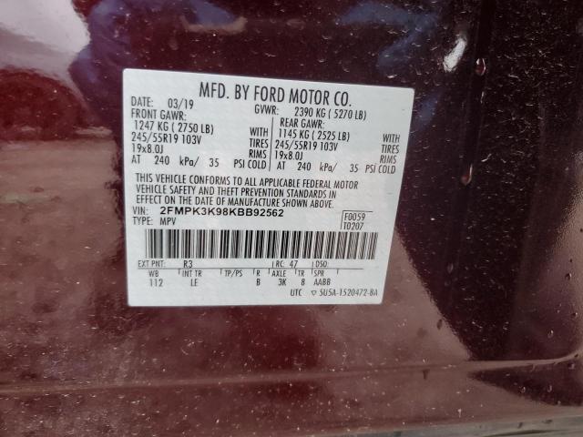 2FMPK3K98KBB92562 2019 FORD EDGE - Image 13