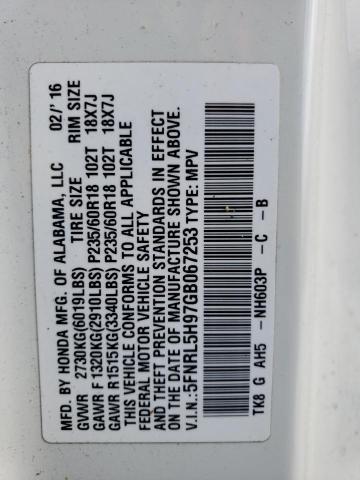 2016 HONDA ODYSSEY TO - 5FNRL5H97GB067253