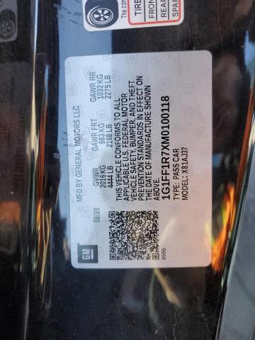 2021 CHEVROLET CAMARO LZ - 1G1FF1R7XM0100118