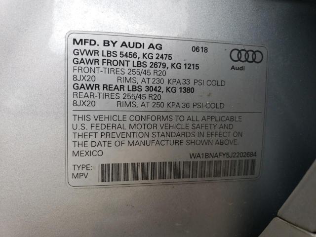 2018 AUDI Q5 PREMIUM - WA1BNAFY5J2202684