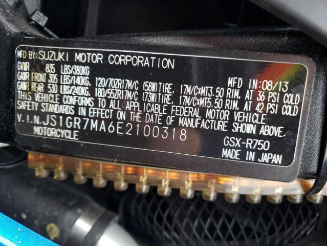 2014 SUZUKI GSX-R750 - JS1GR7MA6E2100318