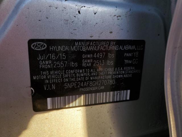 5NPE24AF8GH270780 Hyundai SONATA SE