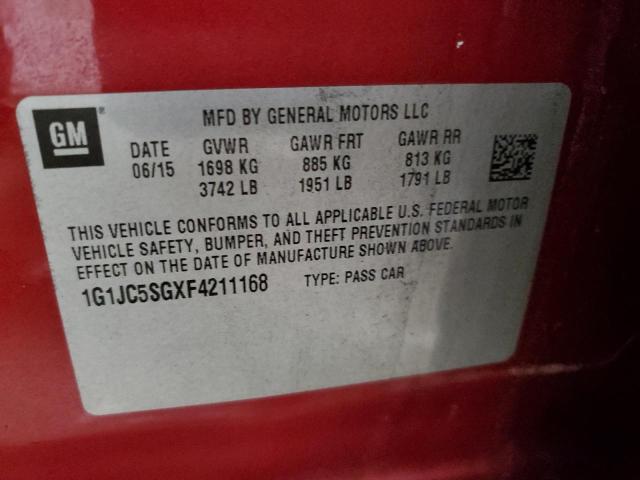 2015 CHEVROLET SONIC LT - 1G1JC5SGXF4211168