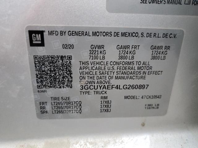 2020 CHEVROLET SILVERADO2 3GCUYAEF4LG260897