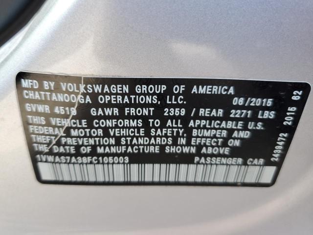 2015 VOLKSWAGEN PASSAT S - 1VWAS7A38FC105003