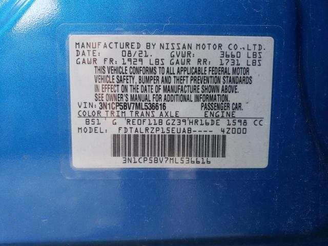 2021 NISSAN KICKS S 3N1CP5BV7ML536616