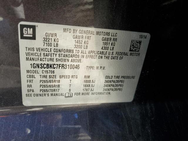 2015 CHEVROLET TAHOE C150 - 1GNSCBKC7FR310046