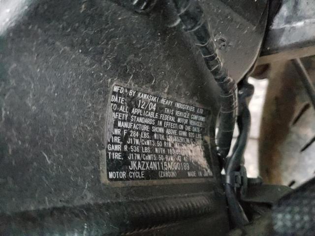 2005 KAWASAKI ZX600 N1 JKAZX4N115A000189
