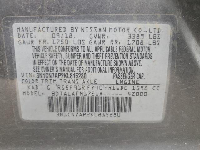 3N1CN7AP2KL815280 Nissan VERSA S